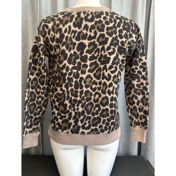 J. CREW Leopard Crewneck Sweatshirt Womens Animal Print Size XSmall - Picture 2 of 13